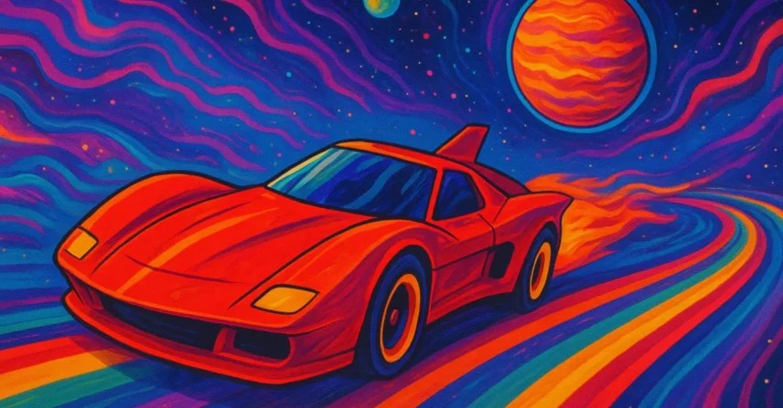 Redline Takeshi Koike corrida espaço adrenalina visual psicodélico